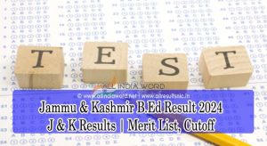 Jammu & Kashmir B.Ed Result 2024 JK